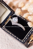 Nhẫn bạc Việt Nam xi vàng trắng đính kim cương Moissanite Regal Promise