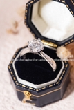Nhẫn bạc Việt Nam xi vàng trắng đính kim cương Moissanite Solitaire Wish