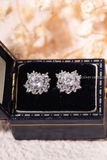 Khuyên tai bạc Việt Nam xi vàng trắng đính kim cương Moissanite Floral Cluster