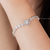 Lắc tay bạc Việt Nam xi vàng trắng đính kim cương Moissanite Crystal Bloom