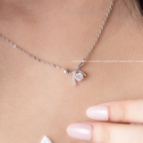 Dây chuyền bạc Việt Nam xi vàng trắng đính Kim cương Moissanite Ribbon Glow