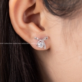 Khuyên tai bạc Việt Nam xi vàng trắng đính kim cương Moissanite Ribbon Glow
