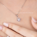 Dây chuyền bạc Việt Nam xi vàng trắng đính kim cương Moissanite Lucky Bloom