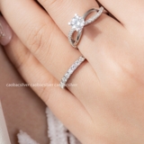 Nhẫn bạc ta xi vàng trắng đính Kim Cương Moissanite hình hồ điệp đính đá