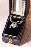 Dây chuyền bạc Việt Nam xi vàng trắng đính Kim cương Moissanite Ribbon Glow