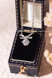 Dây chuyền bạc Việt Nam xi vàng trắng đính kim cương Moissanite Dazzle Bow