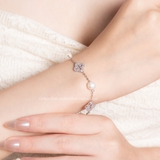 Lắc tay bạc Việt Nam Ngọc trai Freshwater Clover Shine