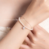 Lắc tay bạc Việt Nam Ngọc trai Freshwater Sparkling Heart