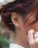 Khuyên tai bạc Việt Nam ba dây xoắn đá