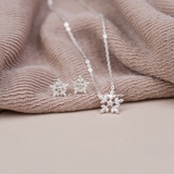 Khuyên tai bạc Việt Nam bông tuyết trơn