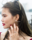 Khuyên tai bạc Việt Nam cong sáu đá