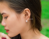 Khuyên tai bạc Việt Nam lá chốt tròn