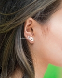 Khuyên tai bạc Việt Nam lá to kẹp vành