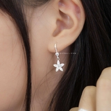 Khuyên tai bạc Việt Nam móc hoa năm cánh