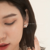 Khuyên tai bạc Việt Nam Ngọc Trai Freshwater nơ đá