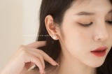 Khuyên tai bạc Việt Nam Ngọc trai Freshwater viền đá nhọn