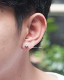 Khuyên tai bạc Việt Nam ổ đá bốn chấu size trung bình (chiếc)