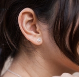 Khuyên tai bạc Việt Nam ổ đá tròn viền đá mini