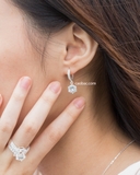 Khuyên tai bạc Việt Nam tròn ổ đá treo