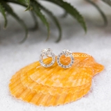 Khuyên tai bạc Việt Nam tròn rỗng đá kim cương