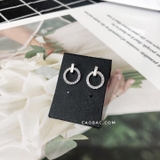 Khuyên tai bạc Việt Nam tròn rỗng đá thanh dọc nhỏ