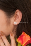 Khuyên tai bạc Việt Nam vuông đá (đeo được 2 kiểu)