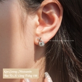 Khuyên tai bạc Việt Nam xi vàng trắng đính Kim Cương Moissanite 5 li Ariel