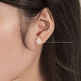 Khuyên tai bạc Việt Nam hoa tám cánh đá hạt thóc