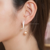 Khuyên tai bạc Việt Nam Ngọc Trai Freshwater dải đá