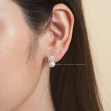 Khuyên bạc Việt Nam Ngọc Trai Freshwater hoa bốn cánh ổ đá