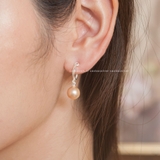 Khuyên bạc Việt Nam Ngọc Trai Freshwater móc tròn trơn