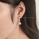 Khuyên tai bạc Việt Nam Ngọc trai Freshwater ổ đá lá rơi