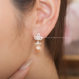 Khuyên tai bạc Việt Nam Ngọc Trai Freshwater vương miện