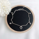 Lắc chân bạc Việt Nam bi lập phương tim rỗng đá