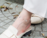 Lắc chân bạc Việt Nam sợi xích bốn lá trơn treo