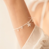 Lắc tay bạc Việt Nam hoa năm cánh ổ đá sao