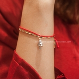 Lắc tay bạc Việt Nam mèo thần tài tết dây ngũ sắc