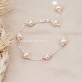 Lắc tay bạc Việt Nam Ngọc trai Freshwater 6 li dây xích mix bi