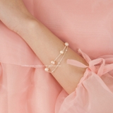 Lắc tay bạc Việt Nam Ngọc trai Freshwater 6 li hai dây mix bi