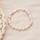 Lắc tay bạc Việt Nam Ngọc trai Freshwater mix cầu cát bi