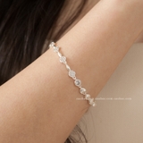 Lắc tay bạc Việt Nam ổ đá thoi trơn dây tim