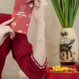 Lắc tay bạc Việt Nam tròn rỗng ba đá nhỏ