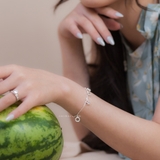 Lắc tay bạc Việt Nam tròn rỗng sao đá