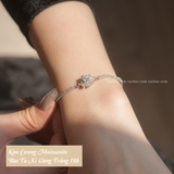Lắc tay bạc Việt Nam xi vàng trắng đính Kim Cương Moissanite 5 li Snowflake