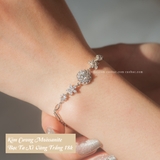 Lắc tay bạc Việt Nam xi vàng trắng đính Kim Cương Moissanite 5 li Stardust