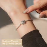 Lắc tay bạc Việt Nam xi vàng trắng đính Kim Cương Moissanite 8 li Clara
