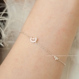 Lắc tay bạc Việt Nam trăng sao mini