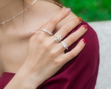 Nhẫn bạc Việt Nam đá vuông cạnh đá