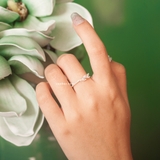 Nhẫn bạc Việt Nam lá đá cạnh đá nhỏ