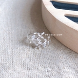 Nhẫn bạc Việt Nam lá đá hai đầu